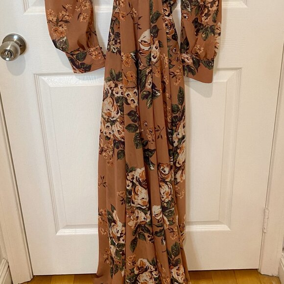 PINK + SOPHIE PINK/MAUVE FLORAL MAXI WRAP DRESS - Picture 4 of 9